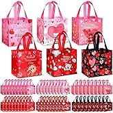Clysee Valentine's Day Gift Bags with Handles Non Woven Reusable Treat Bags Waterproof Tote Bags for Kids Gift Wrapping