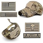 Loneshark Tactical Military Mens Camo Baseball Hat with American Flag Skull Patch Patriotic Operator Camouflage Cap for Women