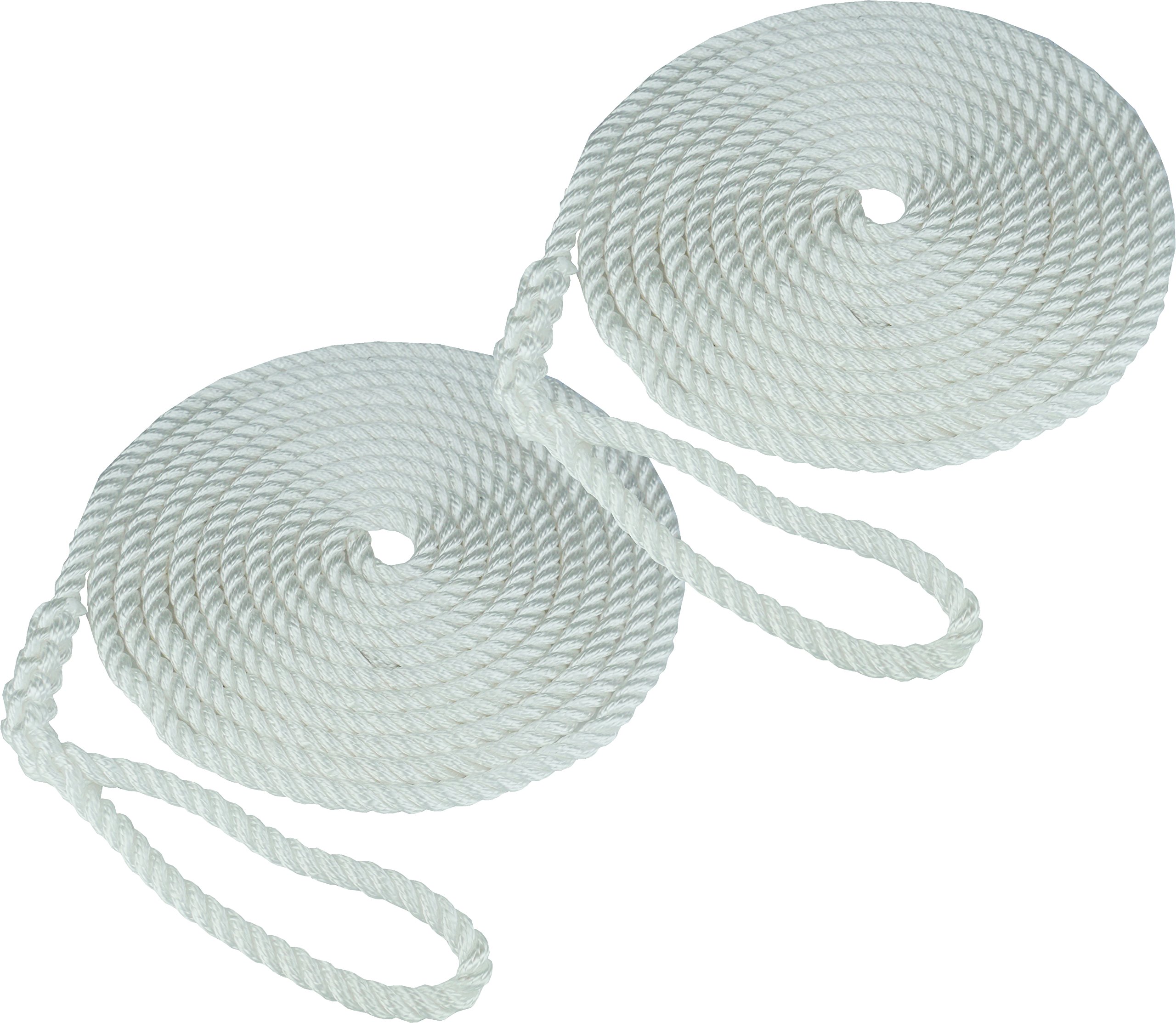 2 x 12mm Docking Boat Yacht Lines Mooring Rope - Spliced Loop At One End - 3 Colours / 3 Lengths Available (White, 6m) — image 1