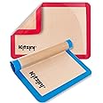 Kitzini Silicone Baking Mat Set. Non-Stick Silicone Mats for Baking. 2 Half Baking Sheets. BPA Free. Professional Grade Silic