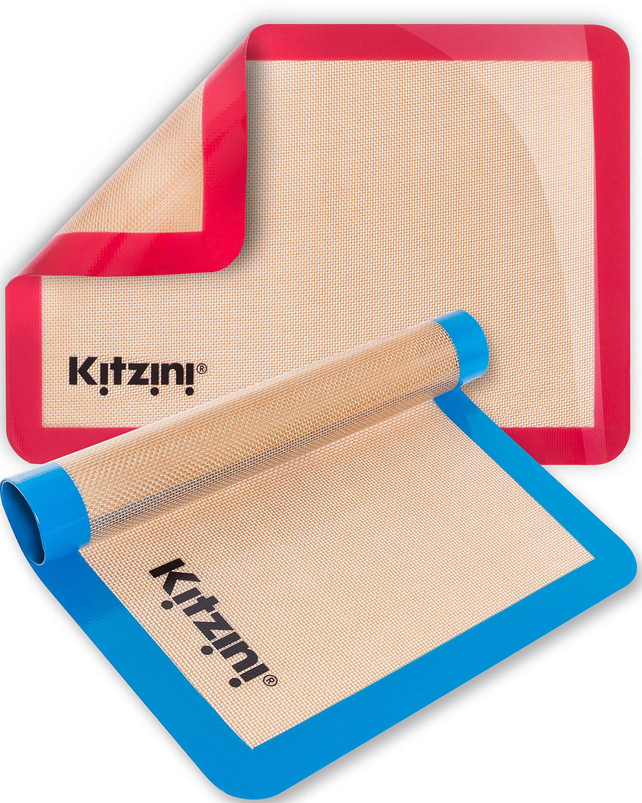 Kitzini Silicone Baking Mat Set (2) Half Sheets - Non Stick Cookie Sheets Professional Grade