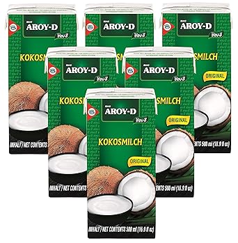 6er Pack AROY-D Kokosnussmilch mit E435 [6x 500ml] Cocosmilch ~ Coconut Milk