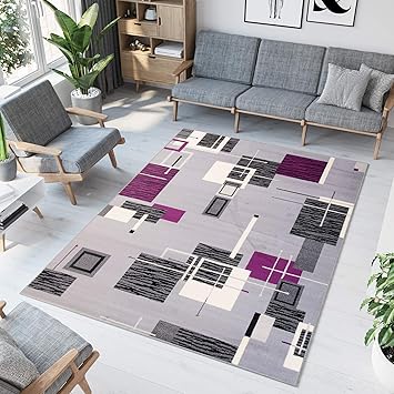 Tapiso Teppich Scarlet Wohnzimmer Modern Farbe Grau Violett Geometrisches Design Leicht Zu Waschen Hohe Qualitat 300 X 400 Cm Amazon De Kuche Haushalt