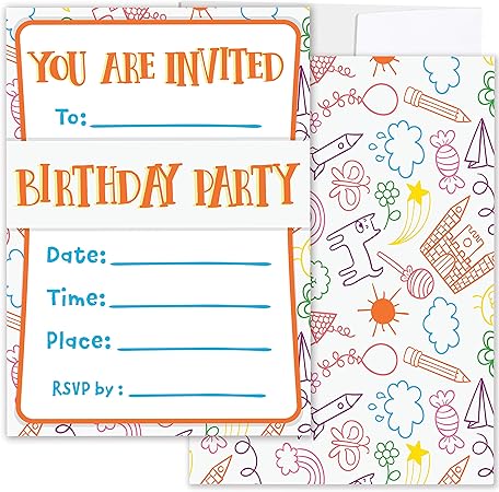 Amazon Co Jp 誕生日招待状 男の子 女の子 子供用 招待状25枚 封筒付き 誕生日パーティー用品 おもちゃ