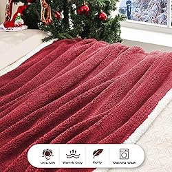 BEAUTEX Sherpa Throw Blanket, Super Soft Red
