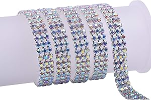 KAOYOO 3 Rows 1 Yard Crystal Rhinestone Chain Trim for Sewing Craft,DIY Decoration,4.0mm/0.16"
