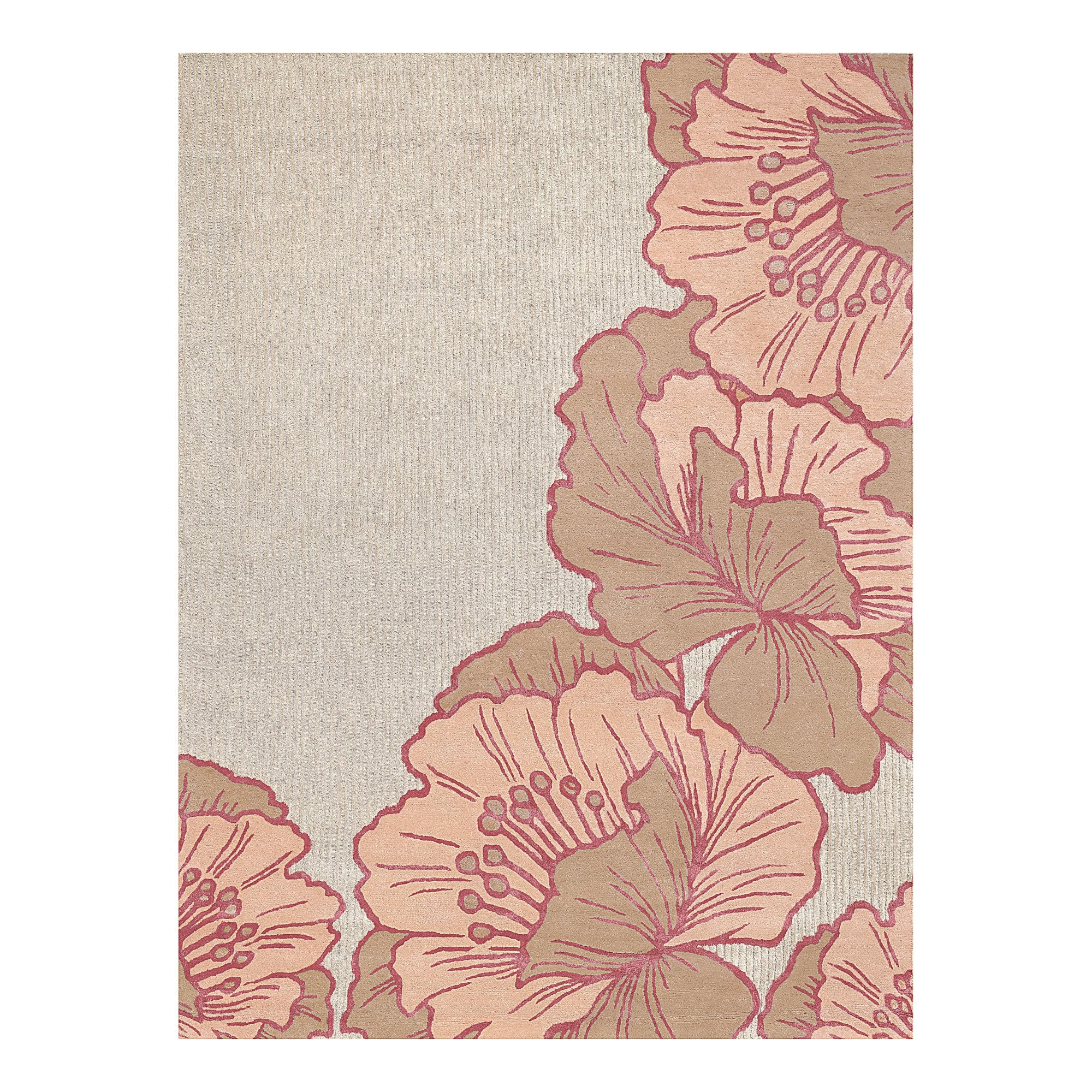 Photo 1 of Nicole Miller New York Flora Grandeur Bloom Handcrafted Area Rug, Natural Wool Rug, Bold Floral Rug, Rose, 9'x12'