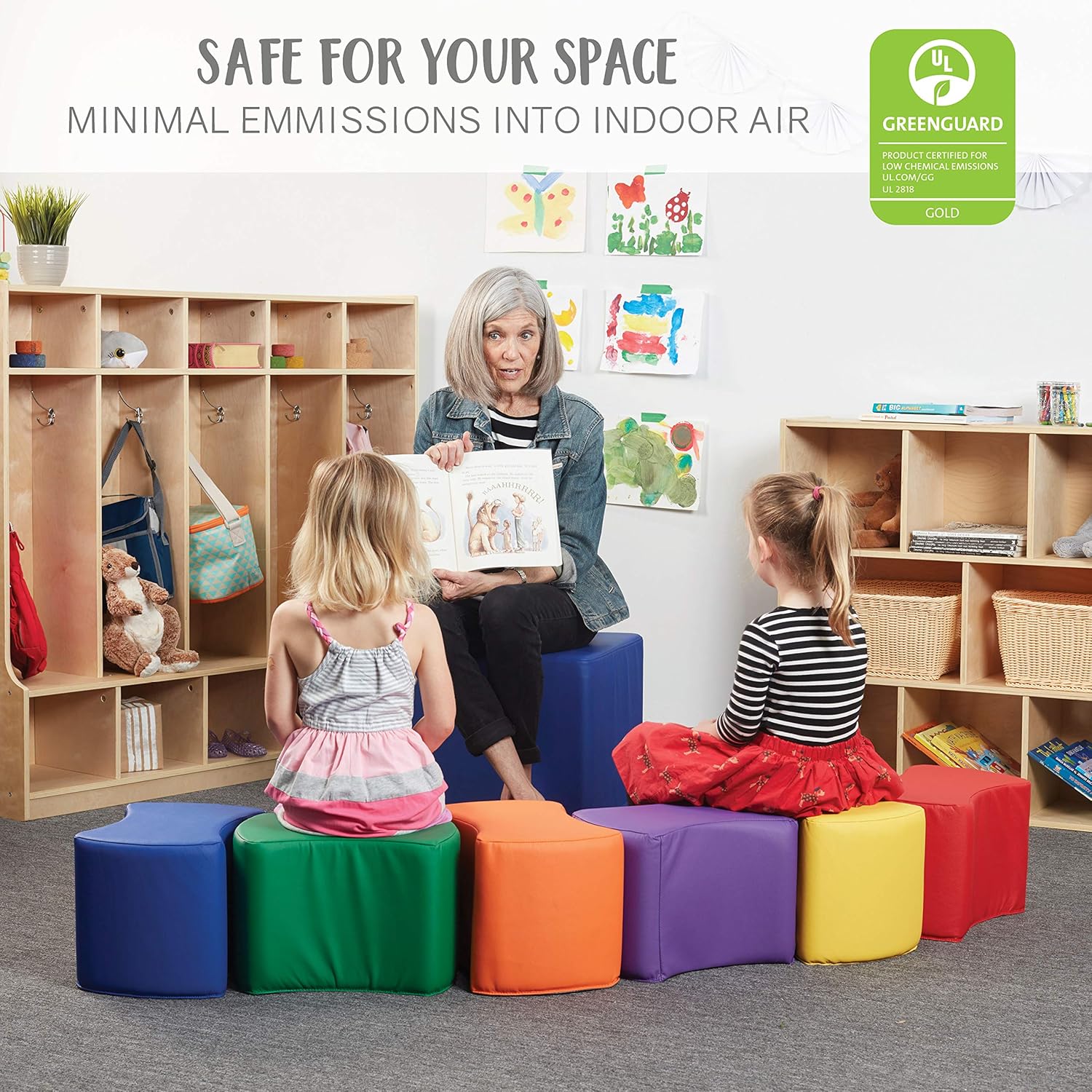 FDP SoftScape 10 inch Butterfly Stool Modular Seating Set for Toddlers and Kids, Soft Lightweight Foam, Colorful Flexible Seating for In-Home Learning, Classrooms and Daycares (6-Piece Set) - Assorted: Industrial & Scientific