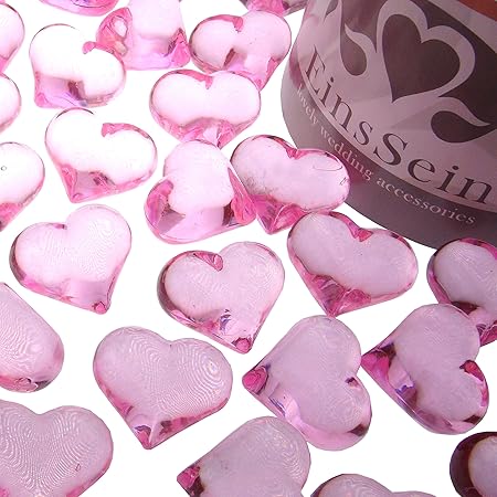 EinsSein 30x Dekosteine Funkelnde Herzen 22mm rosa Dekoration Streudeko Konfetti Tischdeko Hochzeit Hochzeit Konfetti Diamant