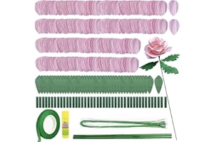 AOUXSEEM Crepe Paper Rose Flower DIY Making Kit, Contains Pre Cut Tissue Paper Wire Stems Floral Tapes for Birthday Party Wedding Festival Gifts Ornament