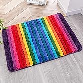 NIENLCIP Rainbow Bath Mat Colorful Striped Floor Bathroom Rugs Super Soft and Absorbent Microfiber Plush Bath Rugs with Non-Slip Backing for Bathroom Machine Washable 19