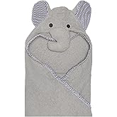 EVERYDAY KIDS Hooded Baby Toddler Bath Towel for Boys and Girls - 3D Gray Elephant with Ears and Trunk; Soft and Absorbent Terry Cloth Hooded Towel for Young Kids; Gender Neutral Baby Bath Essential