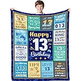 Bariceneth 13 Year Old Boy Gifts Blanket 50" X 60", Gifts for 13 Years Old Boy, 13th Birthday Decorations for Boys, 13th Birthday Gifts for Guys, Official Teenager Bday Presents, 13th Birthday Throw