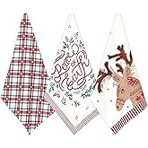 Folkulture Christmas Tea Towels Set of 3 for Kitchen Decorations, 26x20 Christmas Kitchen Towels or Tea Towels, 100% Cotton Modern Dish Towels or Hand Towels, Unique Gift Set (Deer)