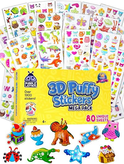 Purple Ladybug 3D Puffy Stickers 80 Sheets 1900+ Kids Crafts