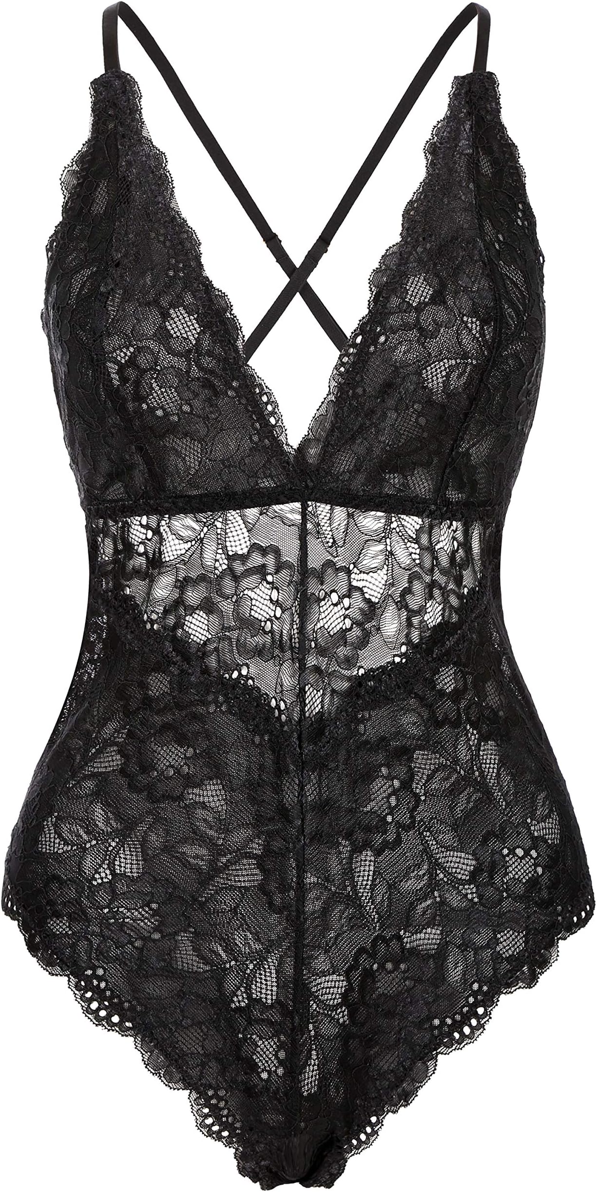 Sexy Bra and Panty Set Lace Lingerie Strappy Babydoll Bodysuit 2 Piece Outfits