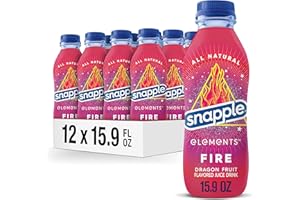 Snapple Elements Fire Dragonfruit Juice Drink, 15.9 Fl Oz Recycled Plastic Bottle, Pack Of 12, All Natural, No Artificial Flavors Or Sweeteners, Contains 10% Real Juice