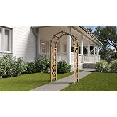 Vita Collingwood Golden Brown Cedar Arbor &ndash; 43" x 23" x 81", Pre-Stained Garden Arch Trellis for Climbing Plants, Outdoor Backyard D&eacute;cor, Wedding Ceremony Arch, Easy Assembly, Durable