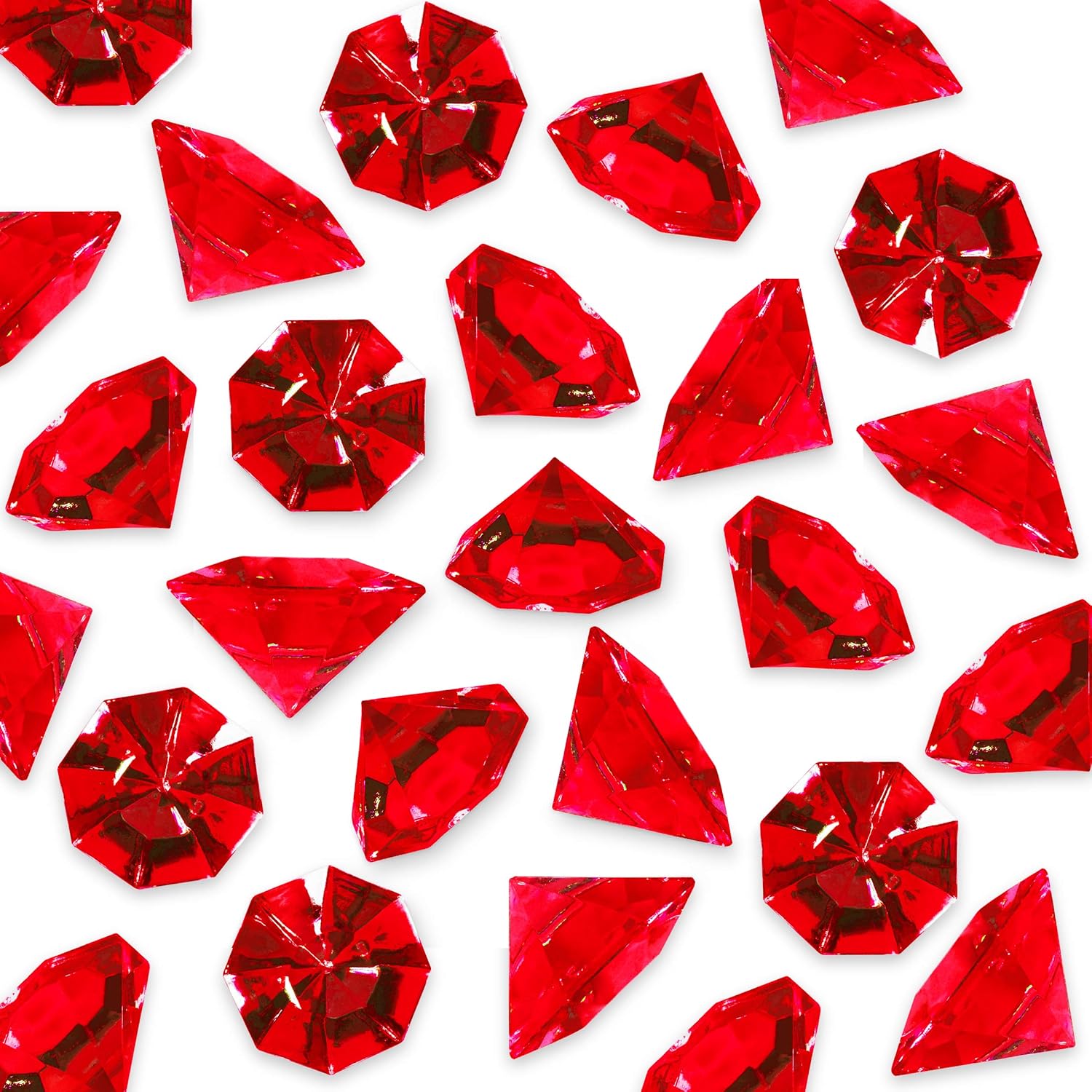 Vase Fillers - Acrylic Colorful Round Treasure Gemstones for Table Scatter, Vase Fillers, Event, Wedding, Arts & Crafts, Birthday Decorations Favor (36 Pieces) by Super Z Outlet (Red)