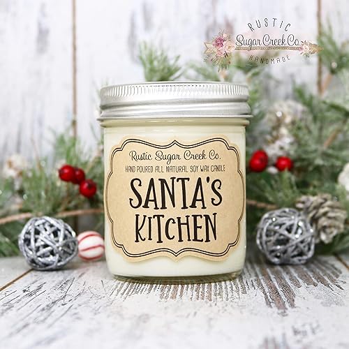 Amazon Com Santa S Kitchen Scented Candle Christmas Candles Christmas Gifts Santa Candle Christmas Candle Gift Stocking Stuffers For Women Handmade