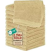 Utopia Towels 12 Pack Washcloths, 12x12 in, 100% Cotton, Beige | Premium 100% Ring Spun Cotton Face Cloths - Highly Absorbent, Fast Drying Soft Feel Fingertip Towels for Daily Use