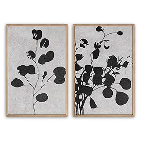 SIGNWIN 2 Piece Framed Canvas Wall Art Black...