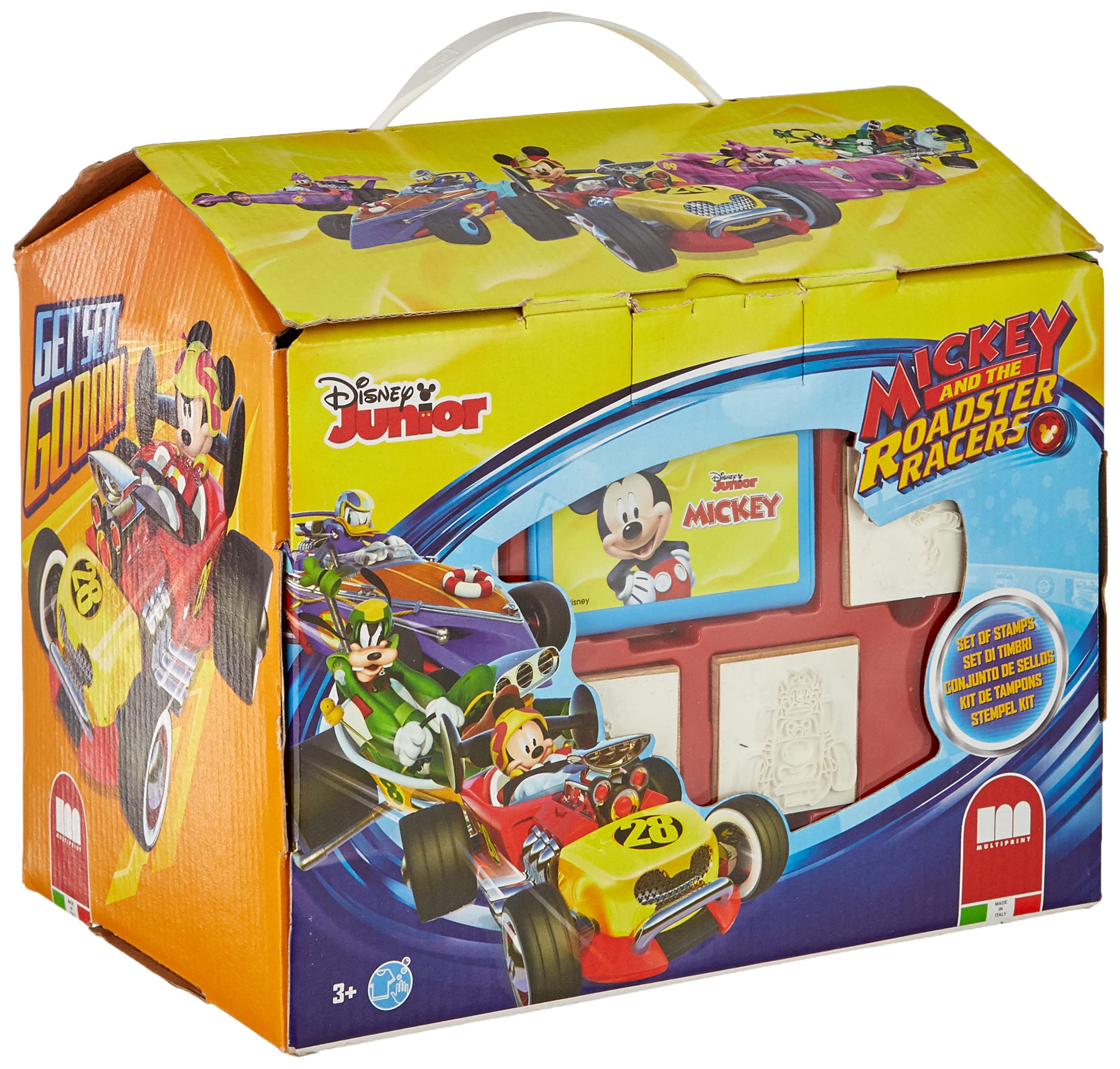 Multiprint Tiny House 7 Stamps for Kids Disney Mickey, 100% Made in Italy, Personalized Stamps for Children, in Wood and Natural Rubber, Non-toxic Washable Ink, Gift Idea, art.09945