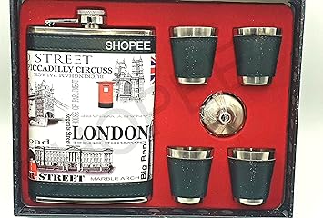 SHOPEE Branded London Wine Holder/Whiskey Holder/Liquor Holder Imported Hip Flask Stitched Leather and Stainless Steel Hip Flask (230 Ml),