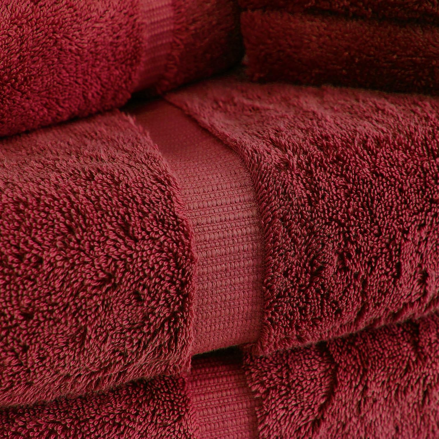 Towel Bazaar Luxury Hotel and Spa Quality Dobby Border 100% Turkish Cotton Eco-Friendly and Highly Absorbent Towel Set (Set of 8, Cranberry): Home & Kitchen