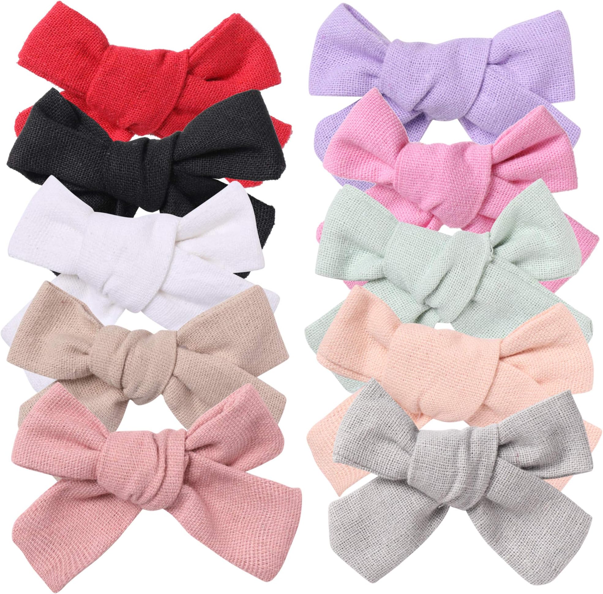 Hair clips bows for toddler girls - girl hair accessories barrettes - bow alligator clip for Teens Kids Toddlers (Linen Mix)
