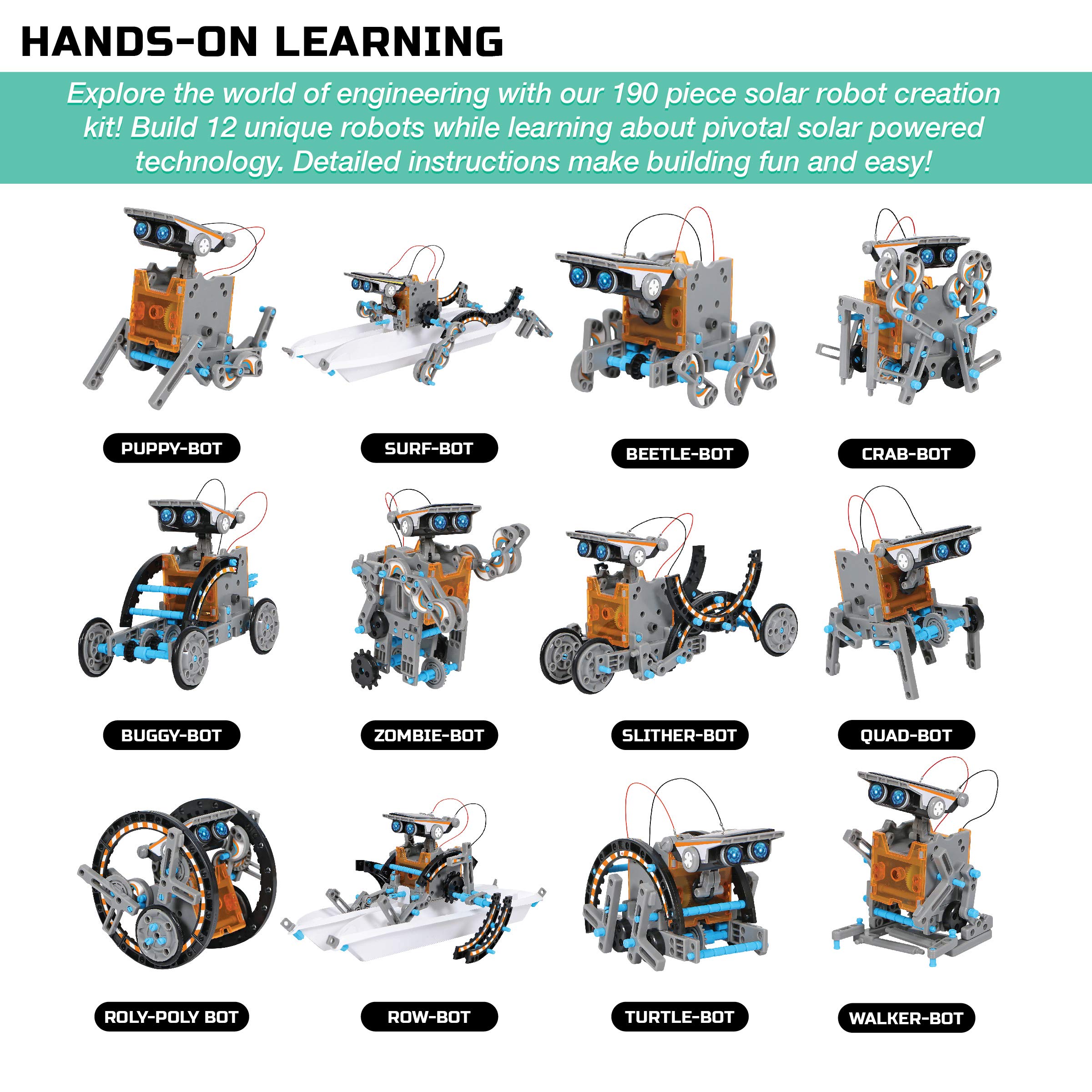 Discovery Kids MINDBLOWN Solar Robot 12in1 Kit, 190Piece STEM