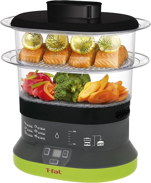 T-fal VC1338 Balanced Living Compact 2-Tier Electric Food Steamer, 4-Quart, Black