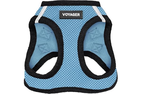 Voyager All Weather No Pull Step-in Mesh Dog Harness with Padded Vest, Best Pet Supplies, Medium, Baby Blue Base