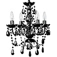 gypsy color The Original Brink House 4 Light Black Hardwire Flush Mount Chandelier H21”xW19”, Black Metal Frame, Glass Stem and Acrylic Crystals