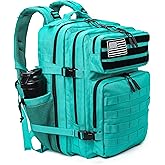 LHI Military Tactical Backpack for Men and Women 45L Army 3 Days Assault Pack Bag Large Rucksack with Molle System - Lake Blue