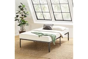 Best Price Mattress 14-Inch Metal Platform Beds w/ Heavy Duty Steel Slat Mattress Foundation (No Box Spring Needed), Black