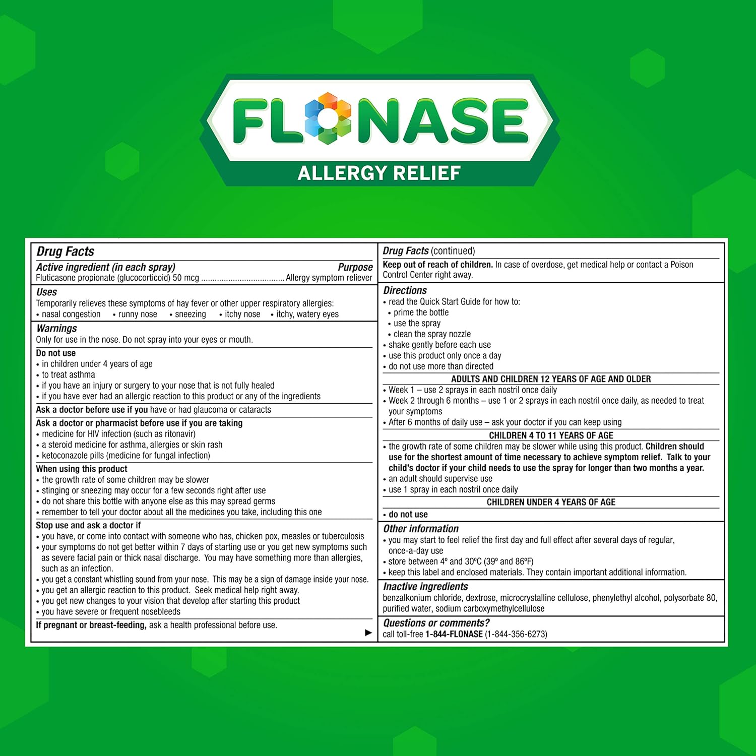 Flonase Allergy Relief Nasal Spray 24 Hour Non Drowsy Allergy Medicine 144 Sprays, (Pack of 1) 0.62 Fl Oz: Health & Personal Care
