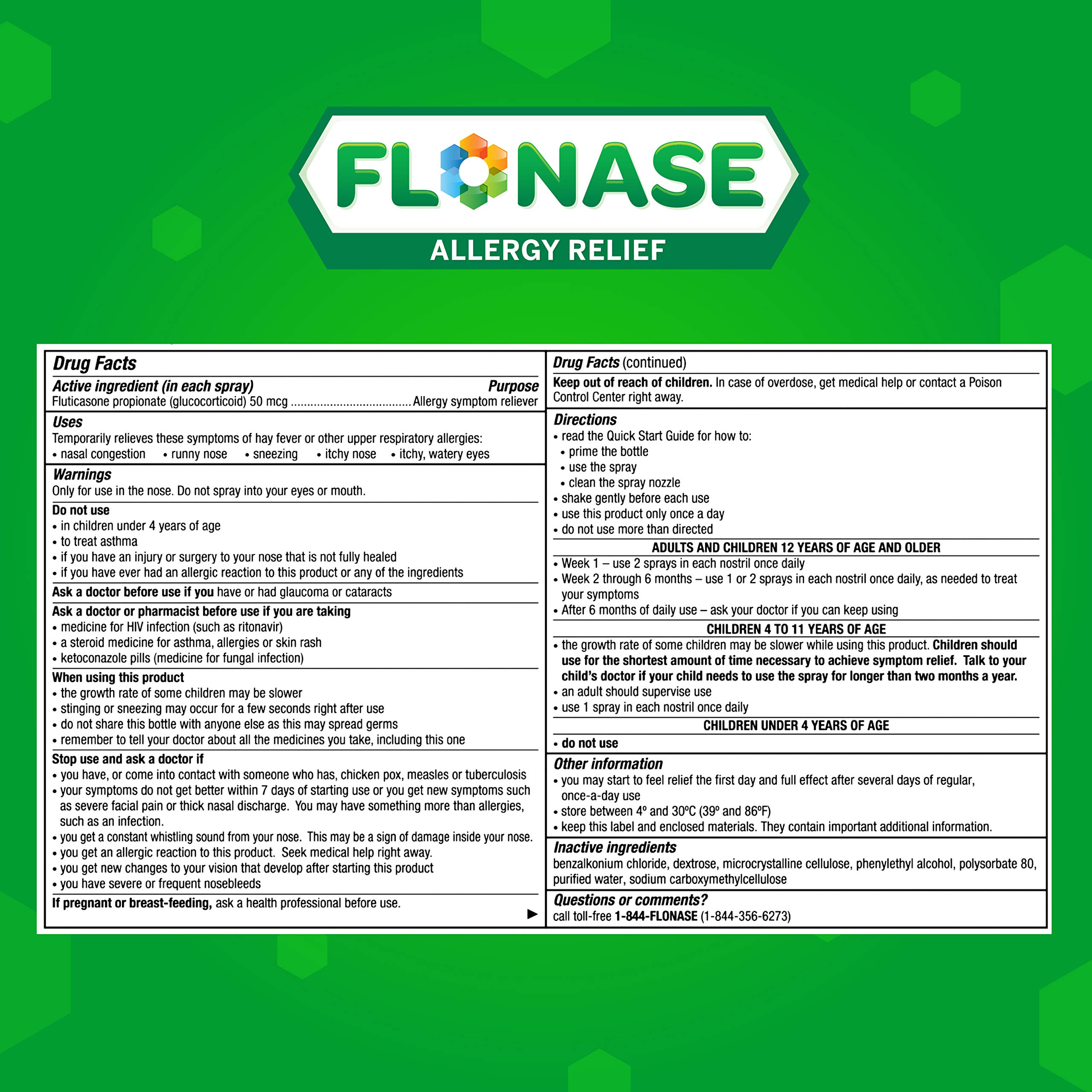 Flonase Allergy Relief Nasal Spray, 24 Hour Non Drowsy Allergy Medicine, Metered Nasal Spray - 72 Sprays - Fall and Seasonal Allergy Relief