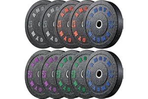 AMGYM Crumb Bumper Plates, 10-600lbs Drop Weight Plates for Home Gym, 2-inch Olympic Barbell Plates, High Bounce Strength Training Plates for Barbell Movements - Deadlift/Squats/Bench Press/Weight Lifting/Heavy Duty/Floor Protective/odorless/Noise Free