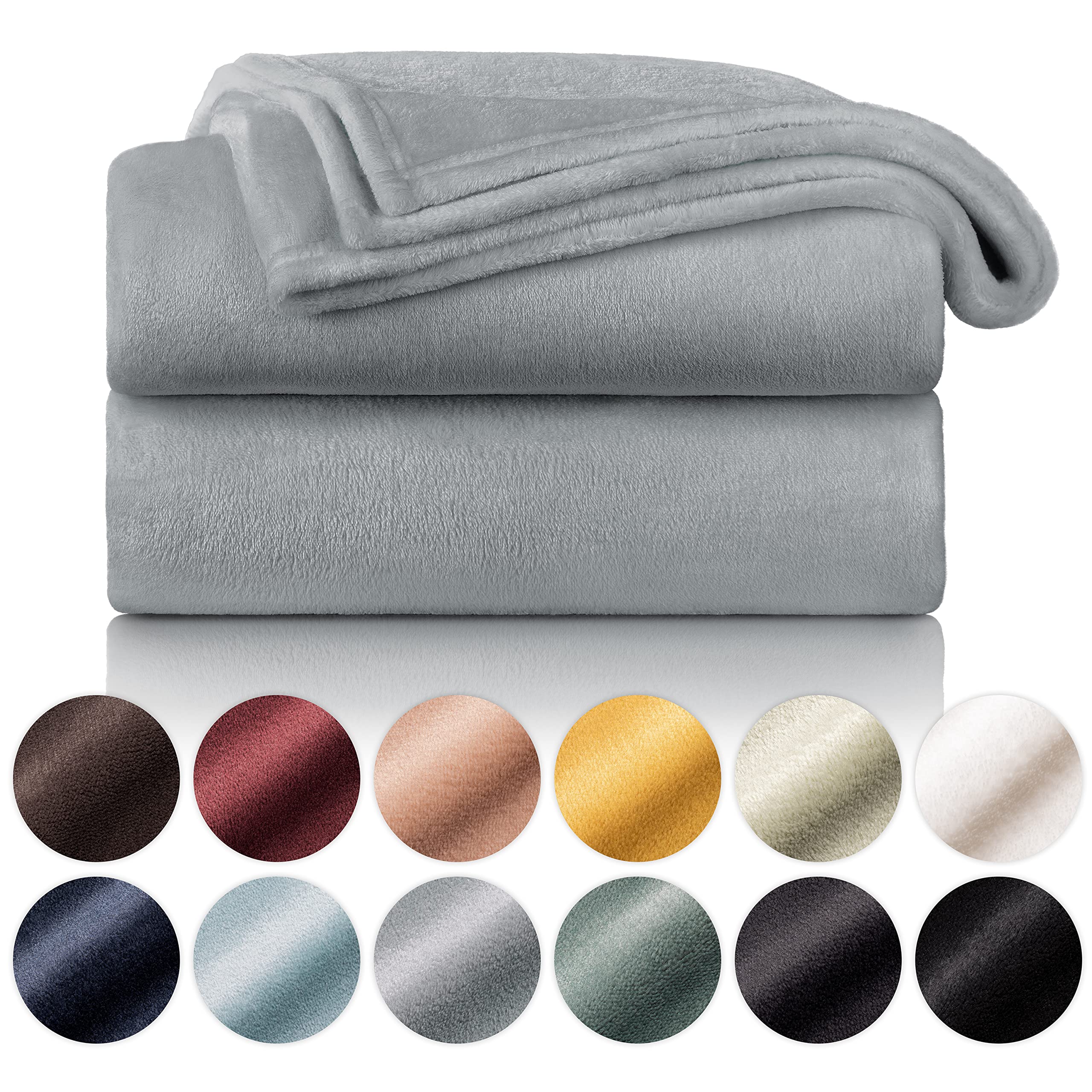 Blumtal Cosy Fleece Blanket - Super Fluffy and Thick Throws for sofas, Grey Throw Blanket - Double Size, 200 x 150 cm