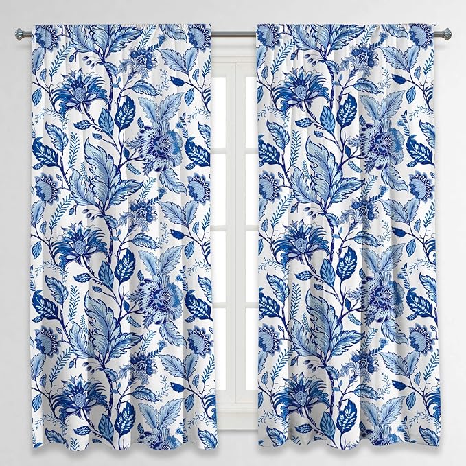 RosieLily Blue and White Curtains Blue Floral Curtains