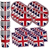 Britain UK England British Flag Birthday Party Supplies Set Plates Napkins Cups Tableware Kit for 16