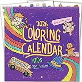 Kids Calendar 2025-2026 with 200+ Super Fun Stickers, Large 15-Month Coloring Calendar for Kids, Fun Illustrated Pages to Color - Extra Pages & Activities for Home, Classroom & Learning