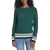 Tommy Hilfiger Womens Cotton Crewneck Cable Sweater