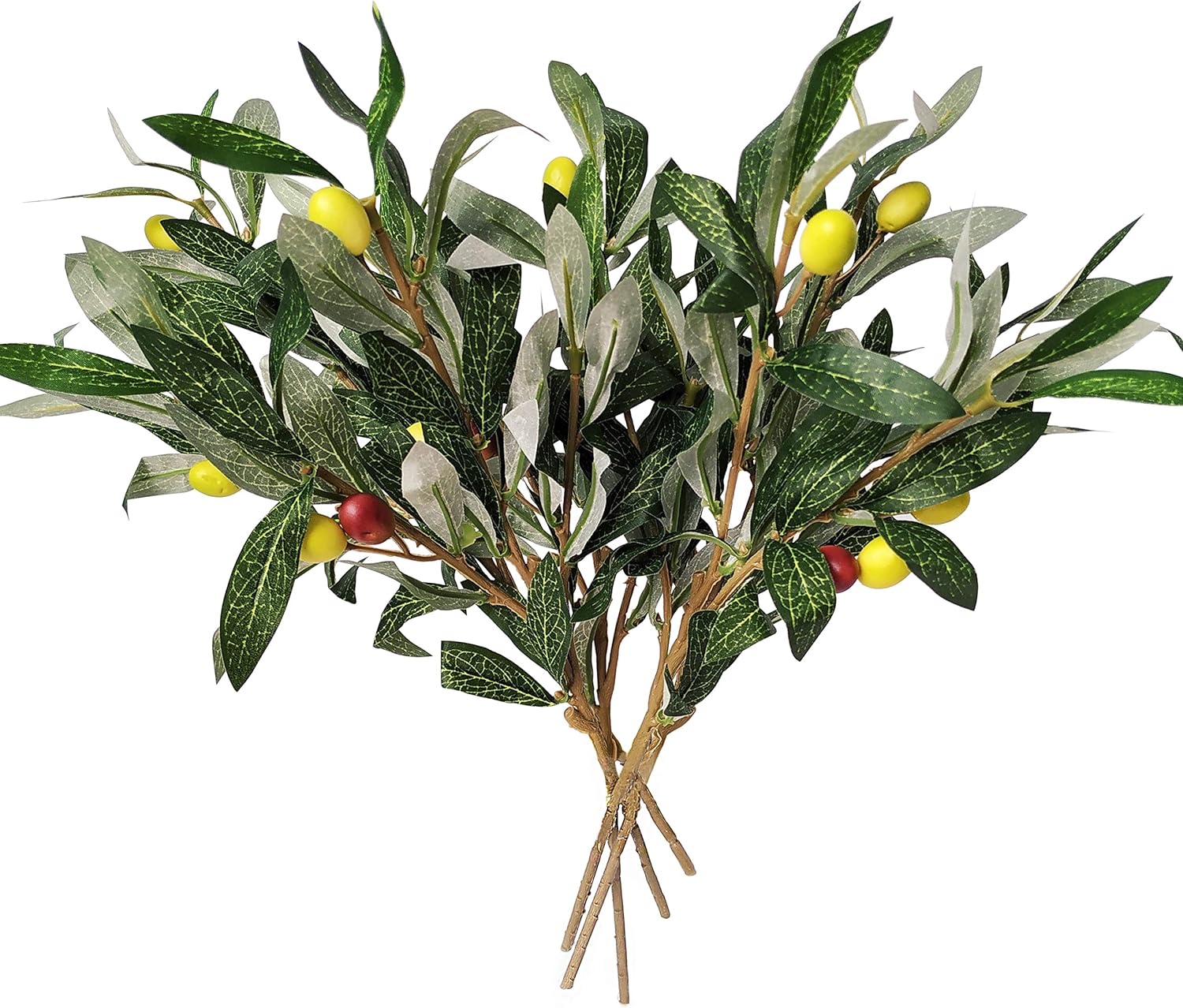 Artificial Olive Leaves Branches (5pcs) and Stems with Fruit Greenery