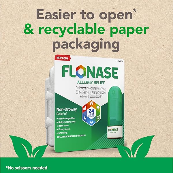 FLONASE ALLERGY RELIEF NASAL SPRAY, 24 HOUR NON DROWSY ALLERGY MEDICINE, METERED NASAL SPRAY – 72 SPRAYS – FALL AND SEASONAL ALLERGY RELIEF