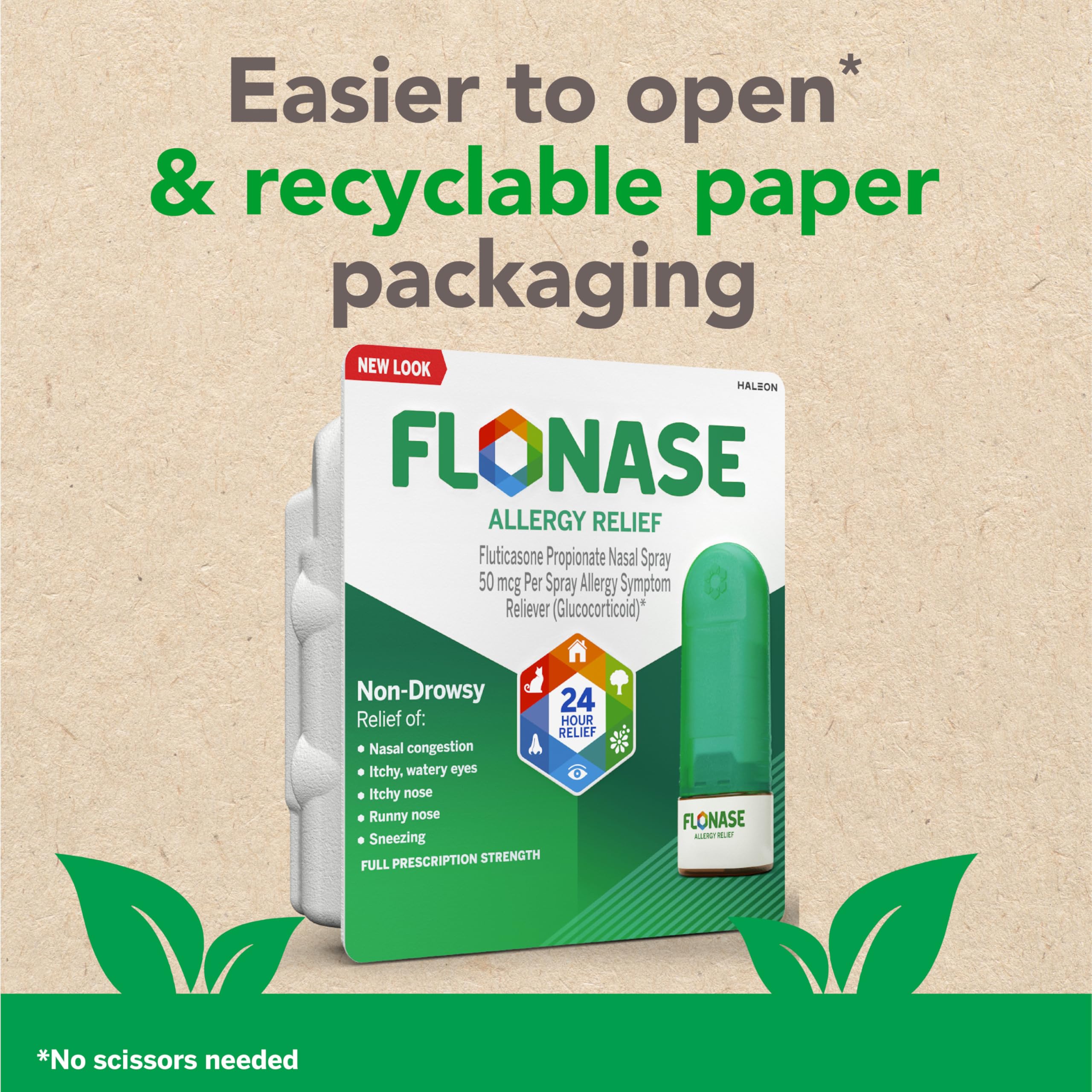 Flonase Allergy Relief Nasal Spray, 24 Hour Non Drowsy Allergy Medicine, Metered Nasal Spray - 72 Sprays - Fall and Seasonal Allergy Relief
