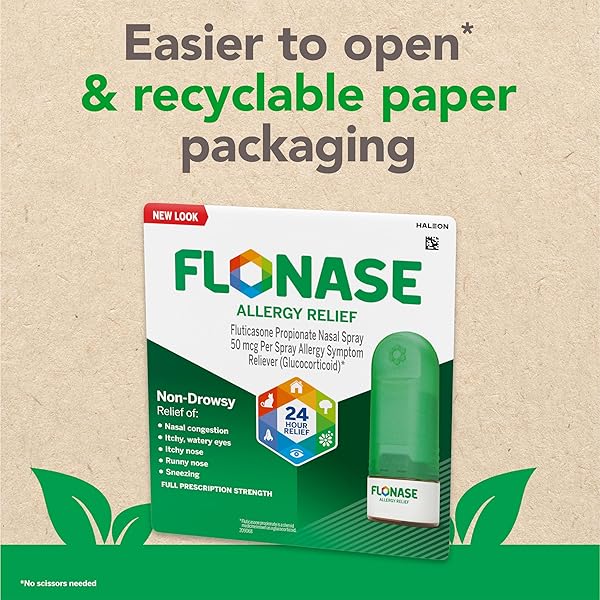FLONASE ALLERGY RELIEF NASAL SPRAY, 24 HOUR NON DROWSY ALLERGY MEDICINE, METERED NASAL SPRAY – 144 SPRAYS- FALL AND SEASONAL ALLERGY RELIEF