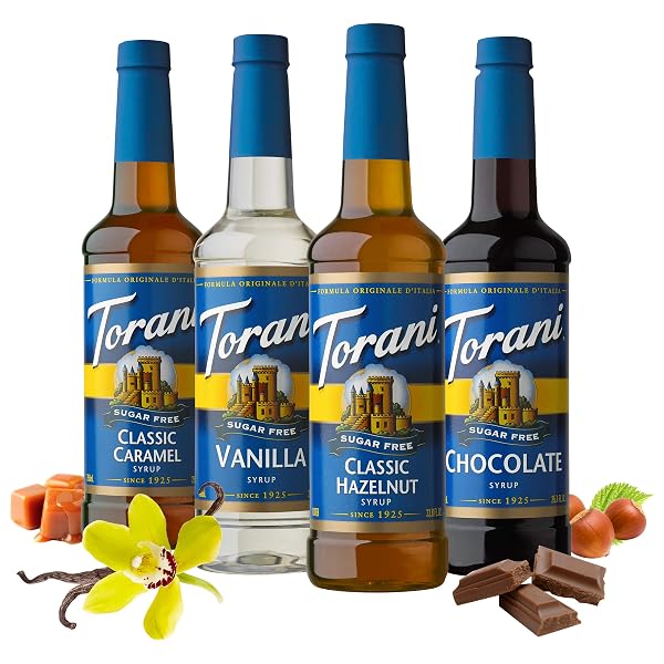TORANI SUGAR FREE SYRUP, VARIETY PACK, 25.4 OUNCE (PACK OF 4)