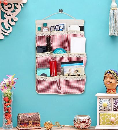 Kurtzy 8 Pockets Hanging Organizer Wall Backdoor Space Saving Storage Pouch Cotton Fabric Bags